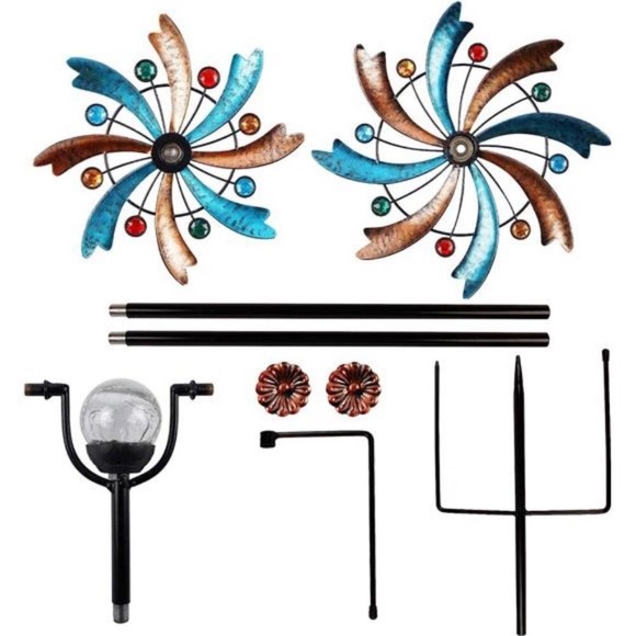 Solar Wind Spinner,56.3Inch Outdoor Metal Stake Yard Spinners,Garden WindCatcher - Picture 7 of 7